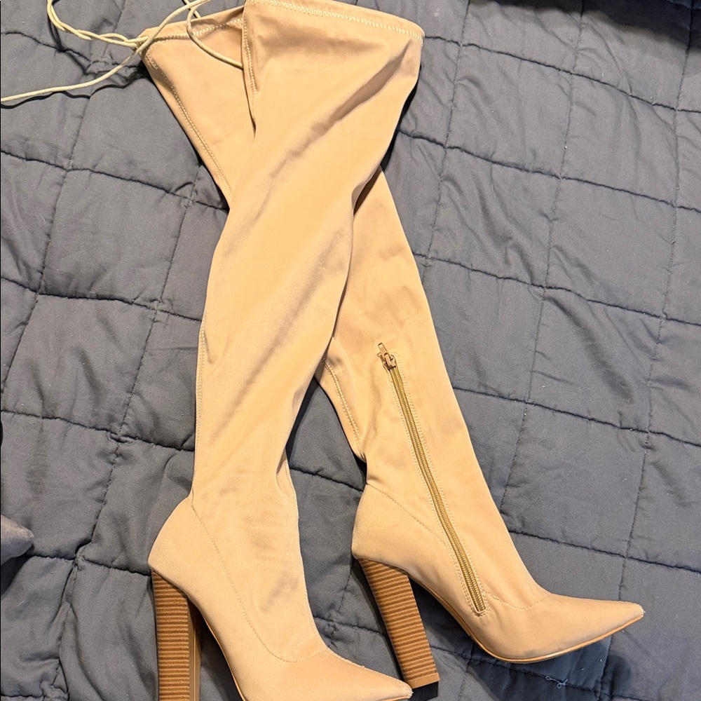 Beige Over-the-Knee Boots
